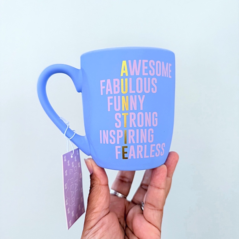 Petal & Pearl AUNTIE Awesome Fabulous Funny Strong Inspiring Fearless Mug